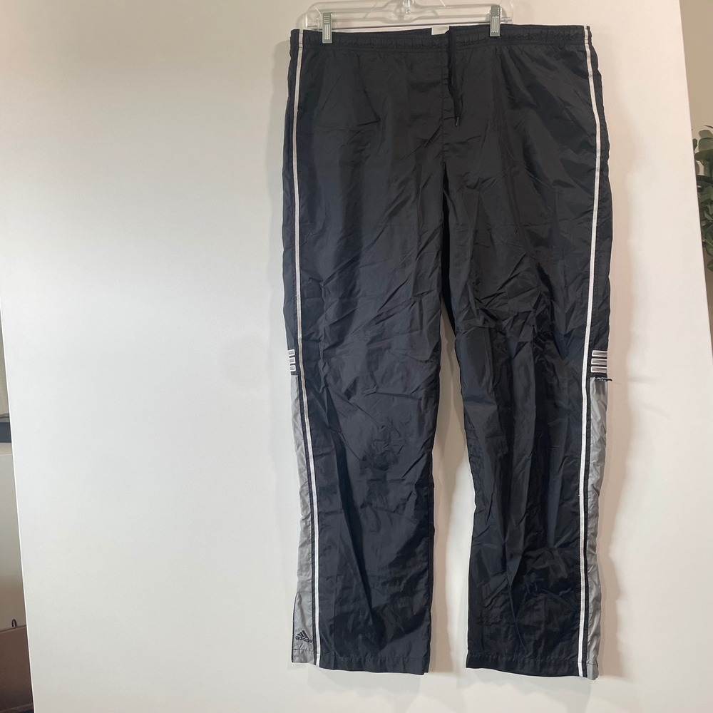 Adidas Vintage‎ Y2K Windbreaker Track Pants Black Grey Mesh Lined Mens Large